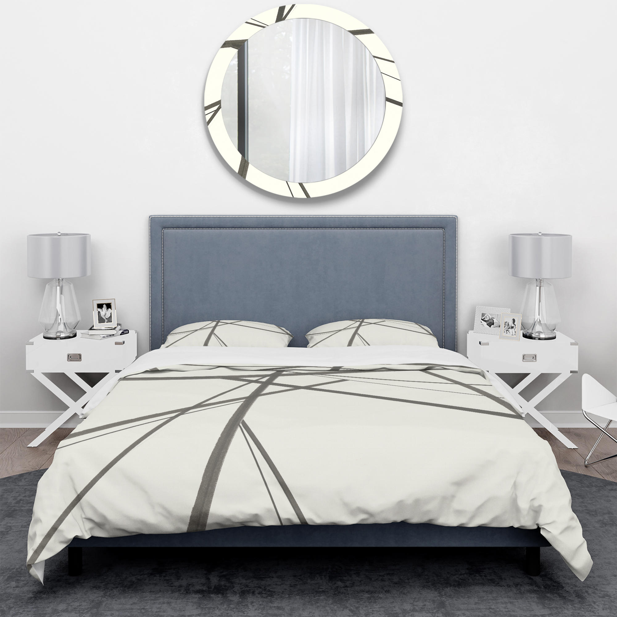Designart 'minimalist black and white III' Geometric Duvet Cover Set