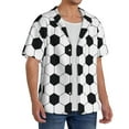 thumbnail image 2 of Uemuo Soccer Ball Pattern Cotton Linen Short Sleeve Shirts,Casual Lightweight Button Down Shirts,Vacation Beach Summer Tops-, 2 of 7