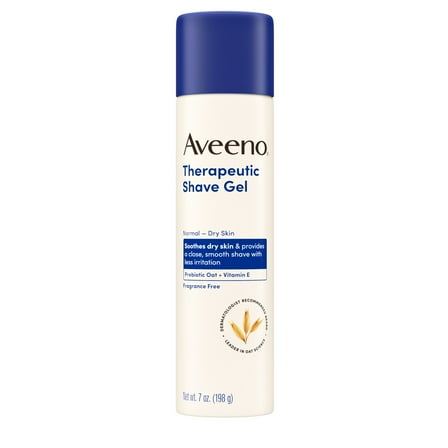 Aveeno Therapeutic Shave Gel for Dry Skin with Oat & Vitamin E, Shaving Cream for Men & Women, 7 oz