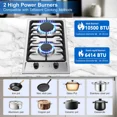 thumbnail image 2 of 2 Burners 12 inch Gas Cooktop Stainless Steel NG/LPG Convertible Built-in Burner Cooktop, 2 of 12