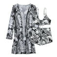 thumbnail image 6 of WREESH Womens 3 Piece Swimsuits Board Shorts Bikini Set with Kimono Beach Cover Ups Printed Bikini Straps Bikini Deep V Split Swimsuit Set Swimsuit Set Bathing Suit Black, 6 of 8