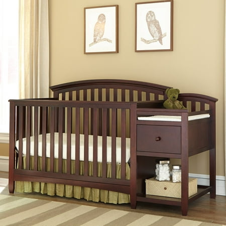 Imagio Baby Montville 4 In 1 Fixed Side Crib And Changing Table Combo With Pad Chocolate Mist