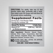 Methylcobalamin B12 5000 mcg | 120 Fast Dissolve Tablets for Men and Women | by Piping Rock