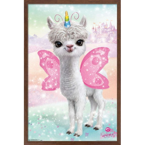 Animal Club - Lama Unicorn Wall Poster, 14.725" x 22.375", Framed