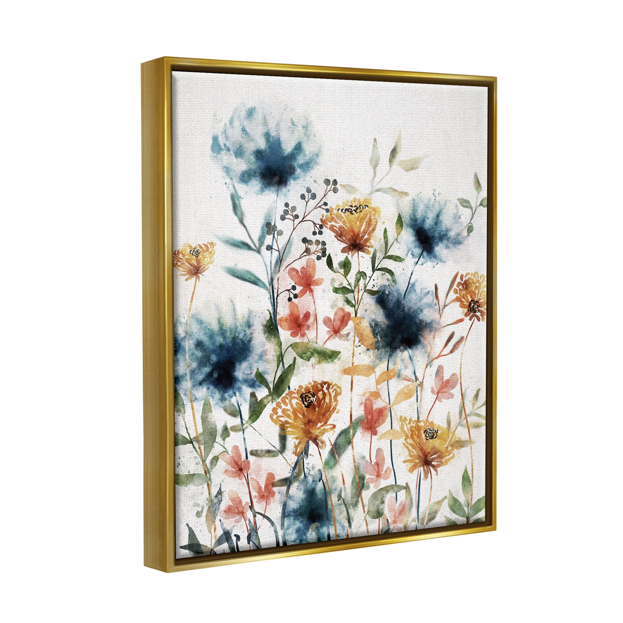 Stupell Industries Mixed Floral Garden Sprouts Botanical & Floral Painting Gold Floater Framed Art Print Wall Art