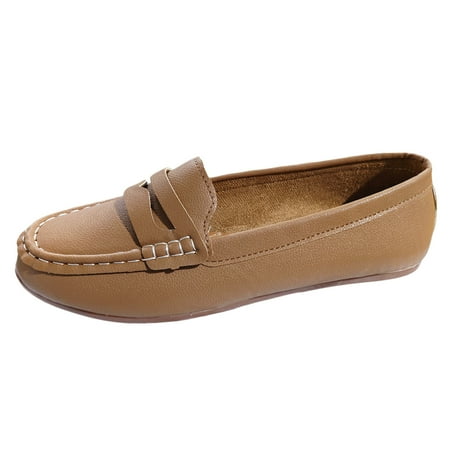 

Huesdet Women s Wide Width Loafers Comfort Slip On Shoes Walking Shoes for Ladies Mocassins Driving Shoe(Khaki 9)