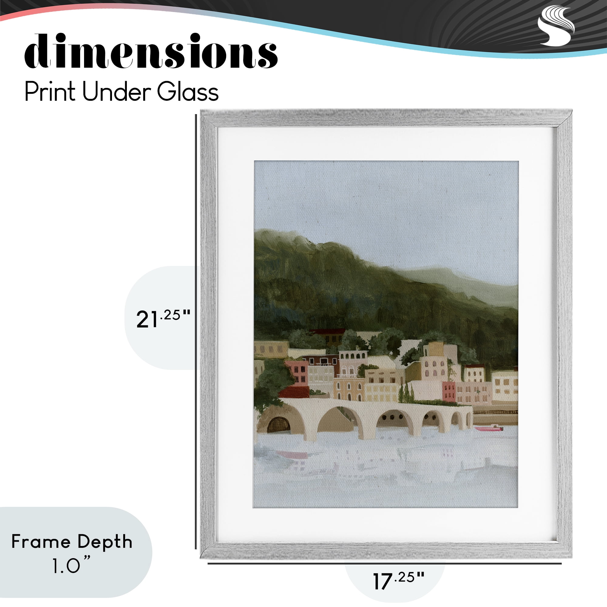 Stupell Industries Coastal Mountains By Sea Gray Framed Print Under Glass, design by Grace Popp