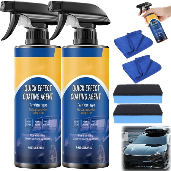 RAGUPEL 2Pcs Car Coating Spray,Quick Effect Coating Agent,Quick-Advanced Car Acting Coating Agent Spray,Waterless Wash Polish,Paint Protection and Glass Cleaner