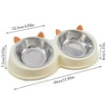 thumbnail image 3 of Pet Supplies Cute and Playful Cat Ear Shaped Stainless Steel Double Bowl for Dogs and Cats Food Grade Water Dish with Non- Base, 3 of 6