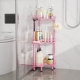 thumbnail image 6 of MEC Corner Shower Caddy Standing - 3-Tier Stainless Steel Shower Organizer with Soap Holder and 4 Hooks, Large Capacity Corner Shelf Stand for Bathroom, Rest Room, Pink, 6 of 14