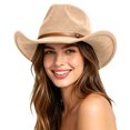 thumbnail image 3 of LILIYA Unisex Western Cowboy Hat with Multi Color Options, Packable Wide Brim Travel Hats, Classic Sun Protection Breathable Headwear for Camping Hiking and Holiday Trips, 3 of 5
