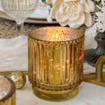 thumbnail image 2 of Set de portavelas Kate Aspen vintage de cristal dorado estriado, 2 of 7