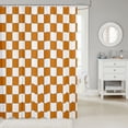 thumbnail image 2 of Erosebridal White Orange Checkered Shower Curtain 72"Wx78"L Buffalo Plaid Grid Bathroom Curtain,Checkerboard Bath Curtain Adults Men Women Aesthetics Gingham Bathroom Accessories, 2 of 5