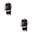 thumbnail image 2 of Minnieouse De ropa deportiva de verano con letras para niños, jersey para niños, conjuntos de ropa informal con retazos, ropa de calle, negro Negro ciento diez 2Conjunto, 2 of 6