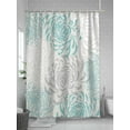 thumbnail image 5 of Fsddascl Aqua White Shower Curtain Set - Extra Long 72" x 96" Washable Bathtub Curtain with 12 Hooks, Abstract Grey Chrysanthemum Flower Floral Waterproof Fabric Stall Shower Curtains for Bathroom, 5 of 6