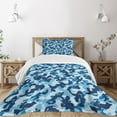 thumbnail image 3 of Ambesonne Camouflage Quilted Bedspread Set 2 Pcs, Blue Toned Design, Twin Size, Blue Coconut, 3 of 6