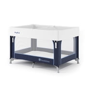 Foundations SnugFresh Celebrity Travel Play Yard with Mesh Sides, Washable Cover, and Storage Bag, Regatta Blue