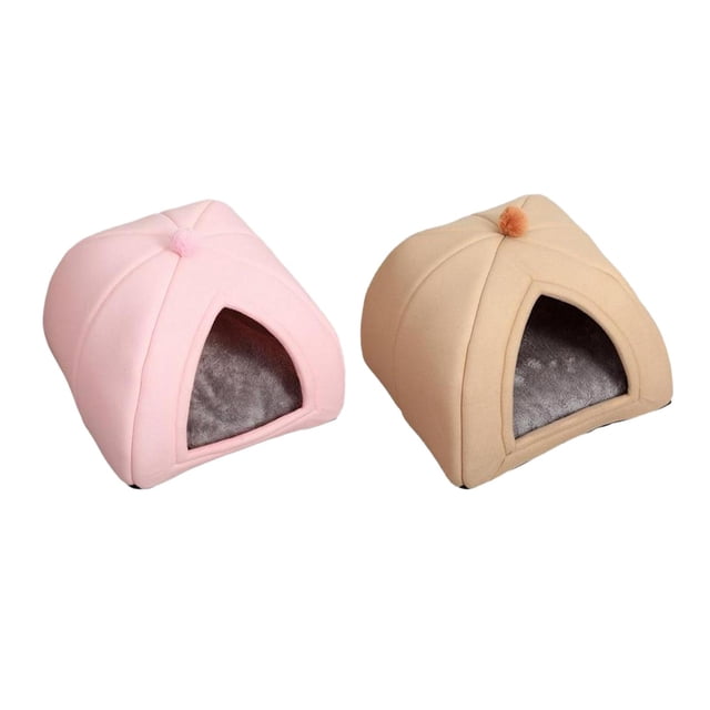 Cueva cama para mascotas Zulema 2 uds almohadilla lavable extraíble parte inferior antideslizante Pequeña Marrón