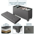 thumbnail image 6 of Hearth & Harbor Ottoman Storage Bench, Faux Leather 30" Ottoman with Storage, Gray, 6 of 8