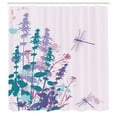 thumbnail image 2 of Ambesonne Dragonfly Shower Curtain, Wildflowers Pattern Art, 69"Wx75"L, Lilac Teal, 2 of 4