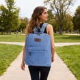 thumbnail image 4 of BadPiggies Denim Backpack for Women & Men Retro Rucksack Basic Bookbag High School/College Students Travel Laptop Bag - Blue, 4 of 10