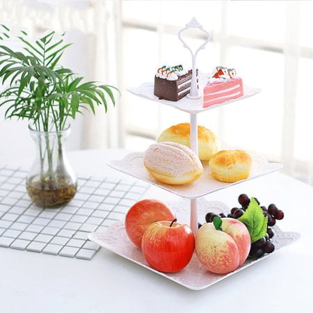 Cupcake Stand, 3-Tier Cake Holder with Base Rods Display Cupcake Muffin Scones Finger Sandwiches Dessert for Afternoon Tea Baby Shower Wedding Party