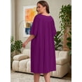 thumbnail image 6 of FEREMO 100% Cotton Nightgowns for Plus Size Women Pleated Soft Sleepwear with Pockets, 6 of 7