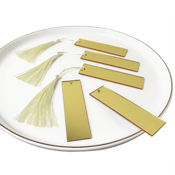 TETOU 20pcs Golden Acrylic Wedding Place Cards Beige Tassels Hanging Decoration Christmas Party Wedding Frosted DIY Name Cards Place Card