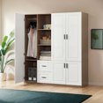 thumbnail image 2 of Sophshelter Armoire Wardrobe Closet Wood Wardrobe Armoire Closet, Modern 4-Door Wardrobe Closet 2 Hanging Rods & 3 Drawers, 2 of 8