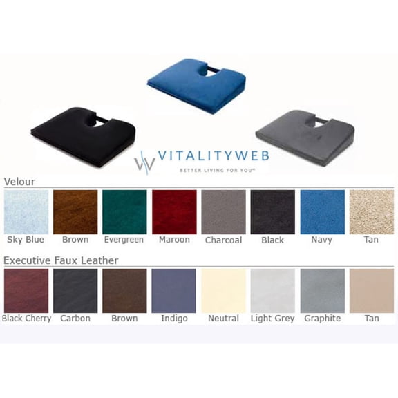 Large FIRM Tush Cush Orthopedic Chair Seat Cushion Navy Blue Fabric