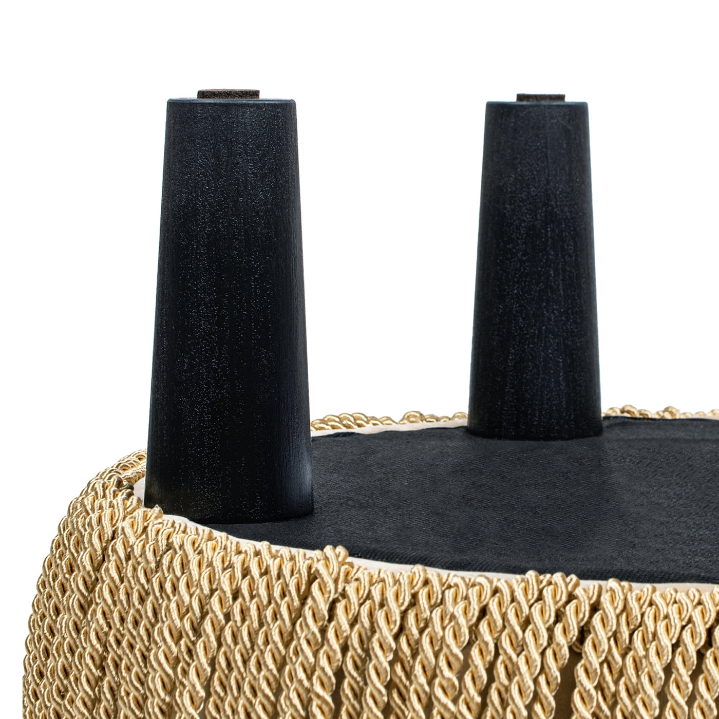 Jennifer Taylor Home Edward 17.5" Round Upholstered Ottoman with Bullion Fringe, Fawn Brown Performance Velvet