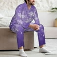 thumbnail image 7 of Naloa Snowfall Sky White Purple Men’s Pajamas Set - Long Sleeve Button Down Sleep Shirt and Pajama Bottoms Sleepwear Set-X-Large, 7 of 7