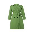 thumbnail image 4 of Trench-Coat Long pour Femmes Classique à Col Rabattu Manches Longues Coupe-Vent avec Ceinture, 4 of 6
