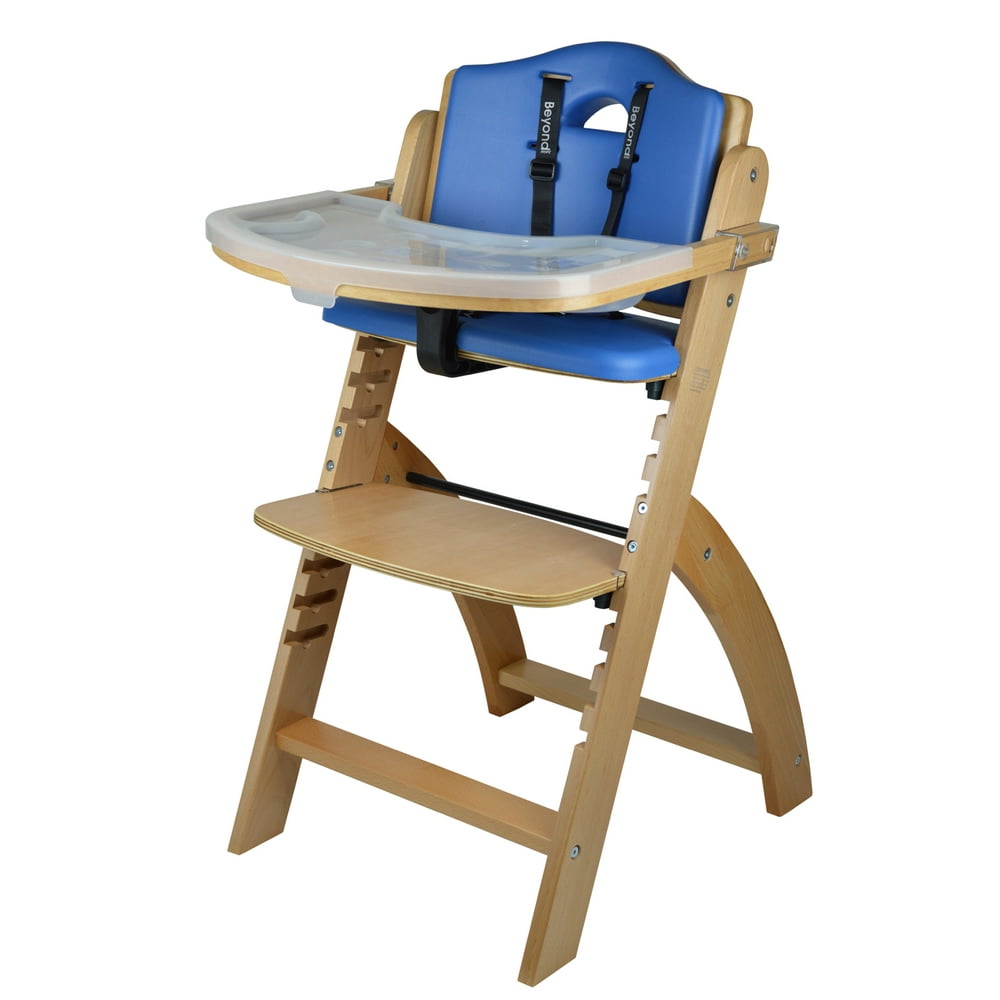 Abiie Beyond Wooden High Chair with Tray, Blue