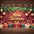 thumbnail image 3 of Red Theme Christmas Banner Gold Decorations Festive Backdrop Gift Boxes Snowflakes Holiday Background for Christmas Party Indoor Decoration Family Event, 3 of 9