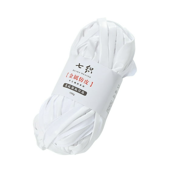 Zhuge 200g Shiny Metallic T-Shirt Yarn, Fabric Cloth Yarn for Crocheting, Knitting, Handmade Bag & Rug Weaving DIY Projects, White