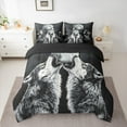thumbnail image 2 of Feelyou Grey Wolf Bedding Comforter Set 7pcs, Woodland Wildlife Queen Bedding Sets, Rustic Farmhosue Reversible Queen Sheet Sets, Luxury Bedroom Decor, 2 of 7