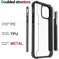 thumbnail image 3 of For Iphone 12 Iphone 12 Pro Open Camera Hole Aluminium Alloy Transparent Pc Tpu Slick Hybrid - Black, 3 of 4