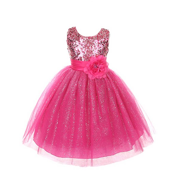 Rain Kids Girls 4 Fuchsia Sequin Sleeveless Tulle Pageant Dress