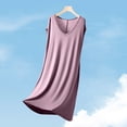 thumbnail image 3 of HomeGardon Nightgowns for Women,Summer Dresses Women's V Neck Solid Color Drawstring Loose and Comfortable Sleeveless Mid Length Nightgown Skirt, 3 of 5