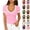 16# Pink, variant on Ribbed Short Sleeve Tops for Women V Neck Ribbed Knit Color Block T Shirts Low Cut Fitted Casual Summer Basic Tees 2026 Red XXL