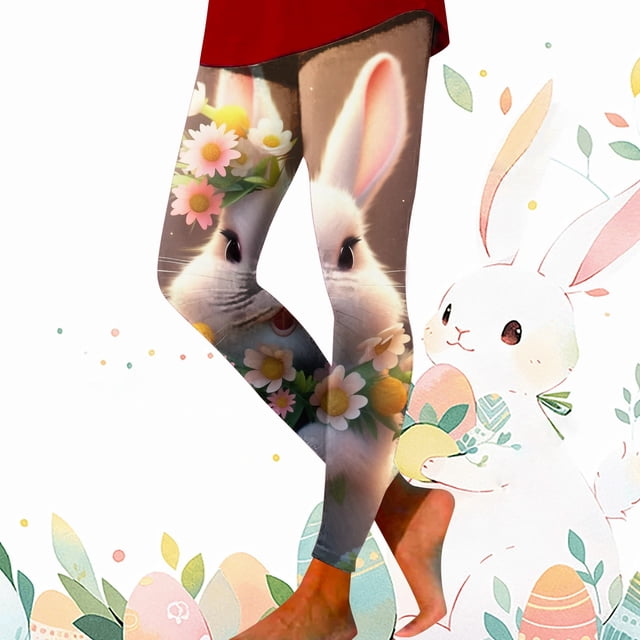 WILLBEST Pantalones de Yoga Con Estampado Floral de Pascua Para Mujer, Leggings Elásticos y Cómodos Para Hacer Ejercicio y Hacer Ejercicio de Forma Informal. Extra Grande