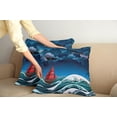 thumbnail image 3 of Ambesonne Nautical Throw Pillow Cover 2 Pack, Cartoon Ship on Waves, 18", Blue Orange Plum, 3 of 6
