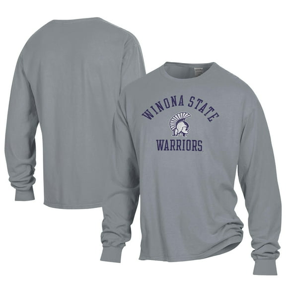 Men's ComfortWash Gray Winona State Warriors Garment Washed Long Sleeve T-Shirt