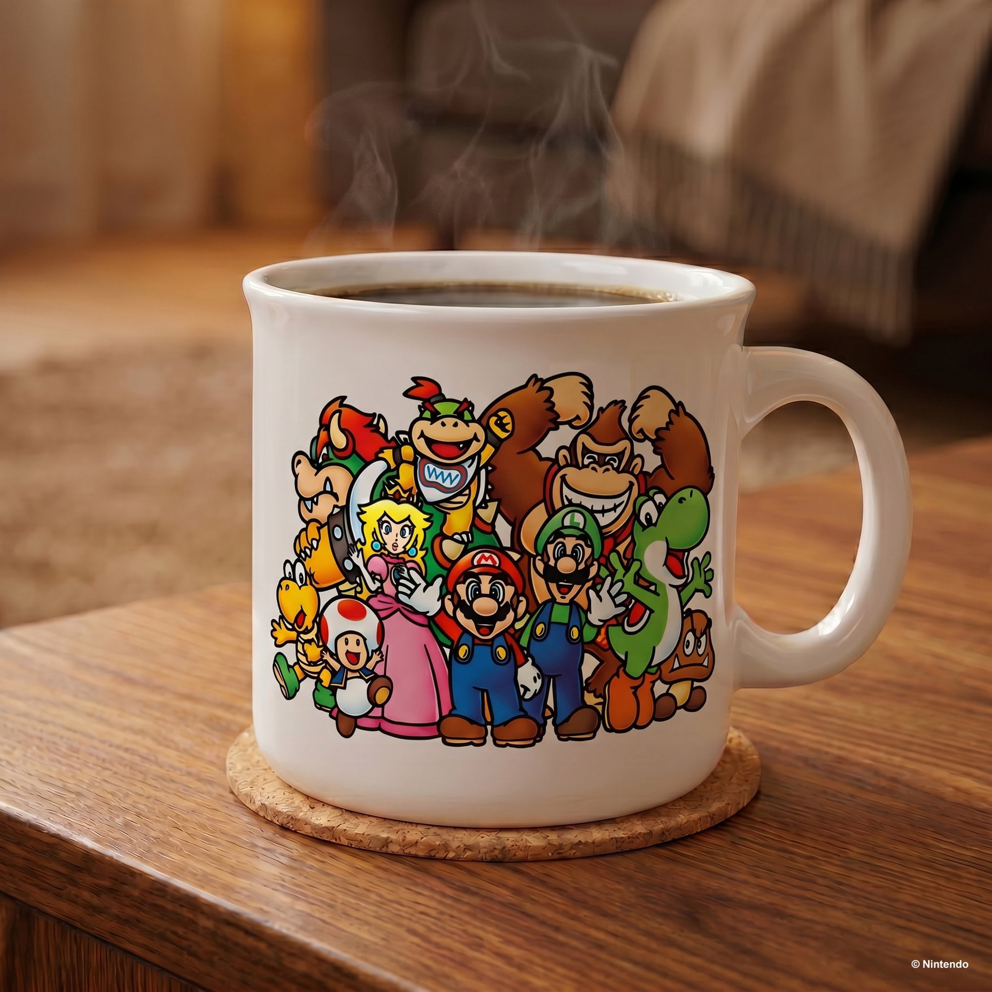 Pyramid America: Super Mario: Lineup - 20oz Ceramic Camper Mug - Coffee & Tea Cup, Microwave-Dishwasher Safe, Video Game Fan Collectible, Licensed