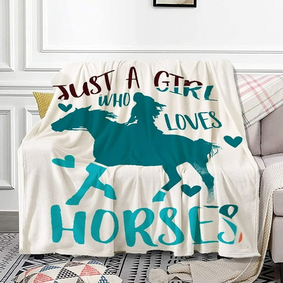 Just A Girl Who Loves Horses Flannel Throw Blankets Used for Bed,Sofa,Couch, Lightweight ,Cozy,Warm Comfy,Fluffy,Microfiber Full Size X-SMALL-40x30Inches All Season