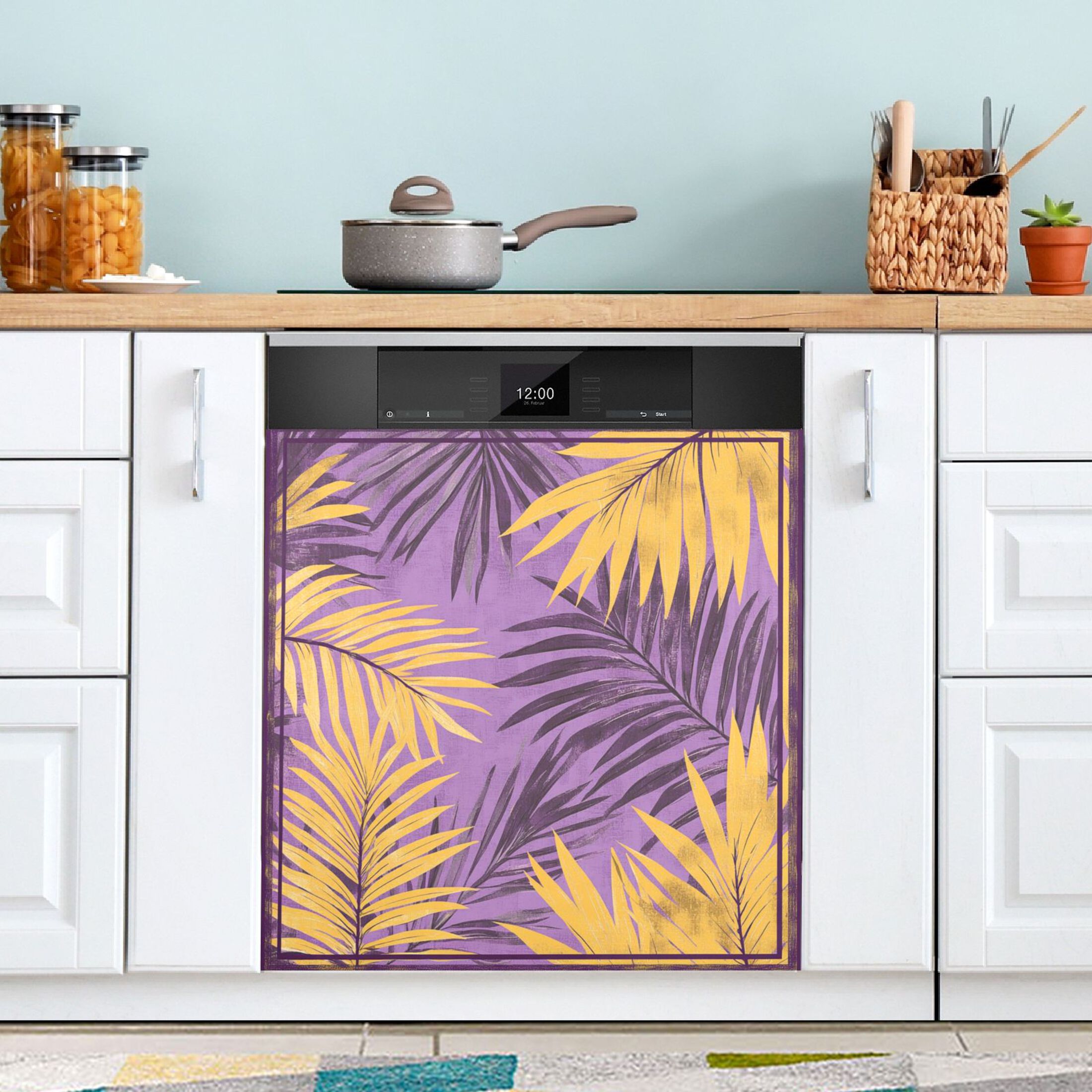 Dishwasher Magnetic Sticker 23x26 Inch Refrigerator Magnetic Sticker Washing Machine Magnetic Sticker Kitchen Panel Magnetic Sticker Home Decor Super Cool Yellow Leaf