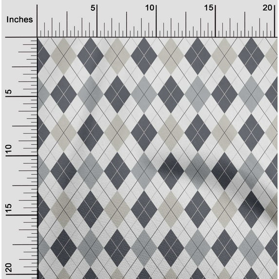 oneOone Polyester Lycra Gray Fabric Argyle Check Sewing Craft Projects Fabric Prints By Yard 56 Inches Wide