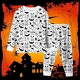 thumbnail image 2 of Kids Halloween Pajamas Size 4-5 Years Loungewear Set Print Long Sleeve Top with Pants Cozy Homewear Boys Pjs White, 2 of 5