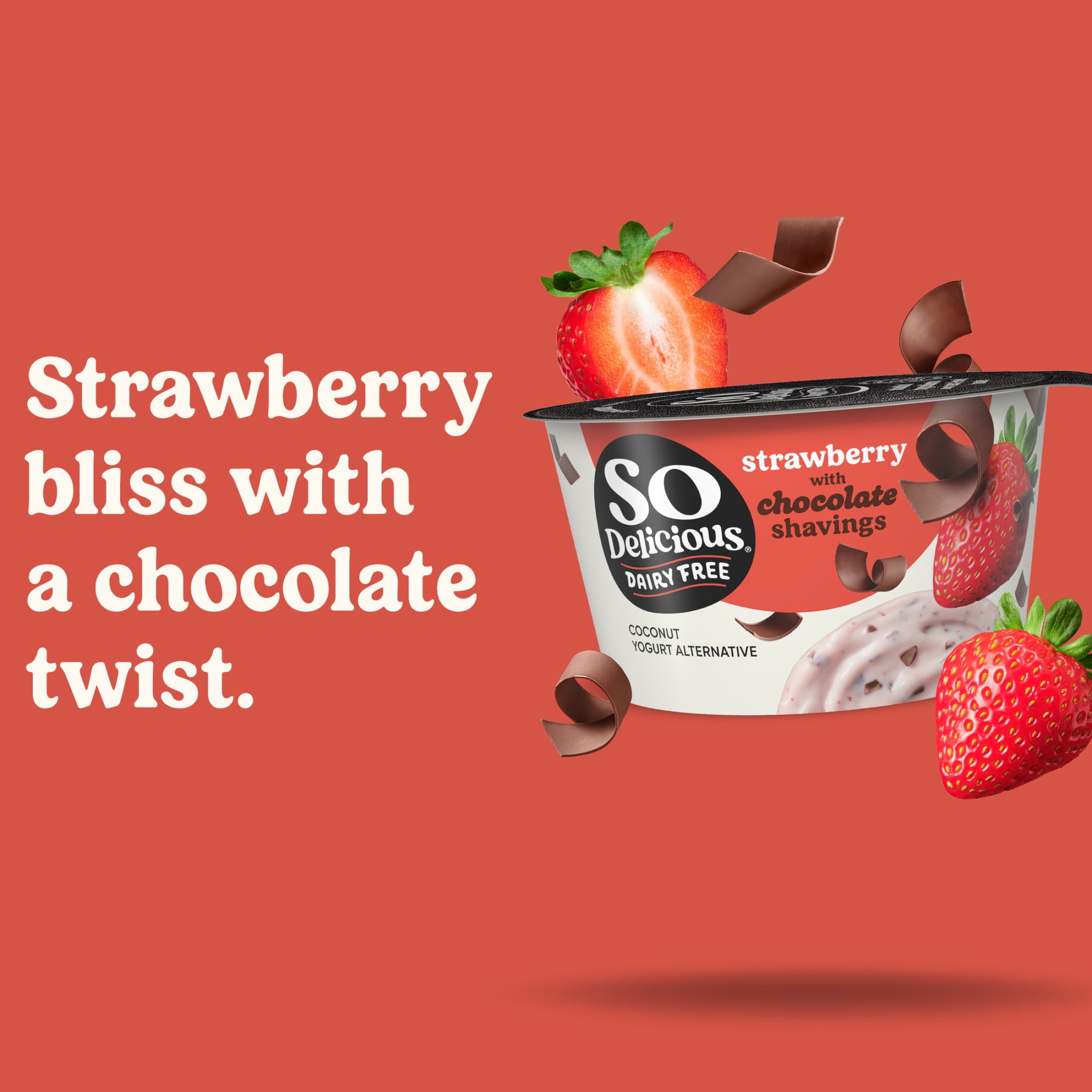So Delicious Dairy Free Strawberry Coconut Yogurt Alternative with Chocolate Shavings Container, 5.3 oz